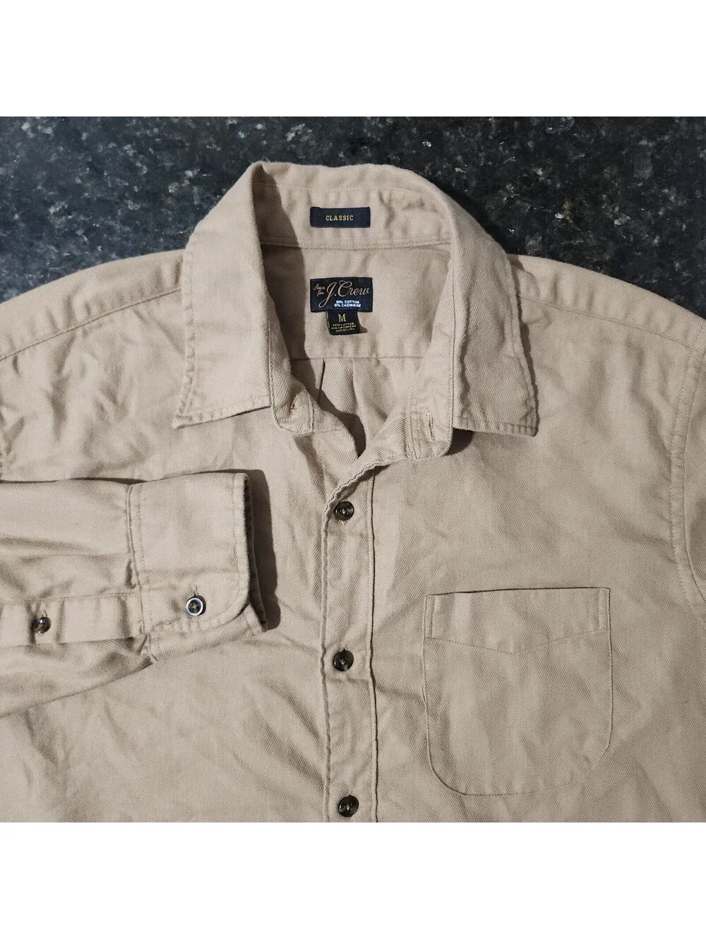 J. Crew Cashmere Blend Button Up Shirt Preppy Classic Casual Money Mens Medium